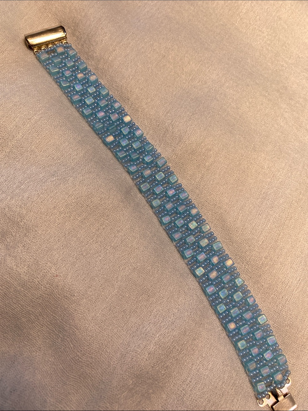 Beautiful irridescent blue beaded bracelet